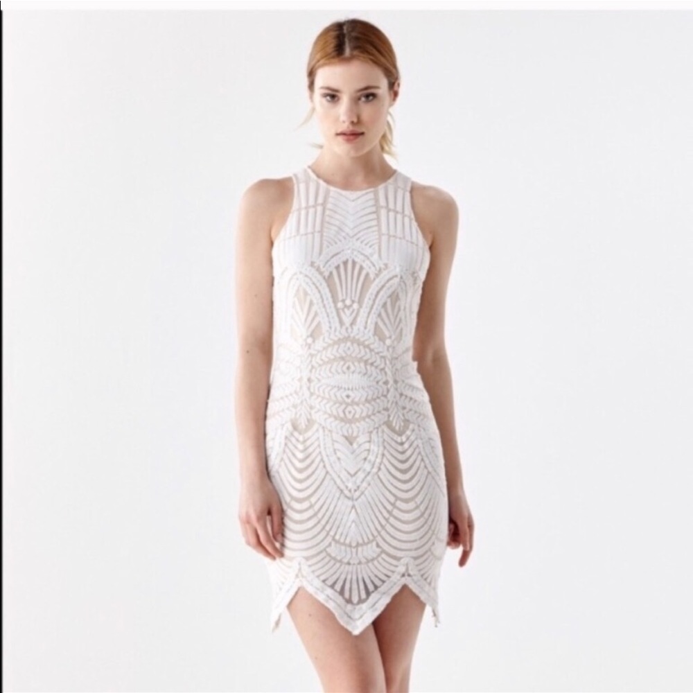 Tea & Cup White & Nude Lace Dress